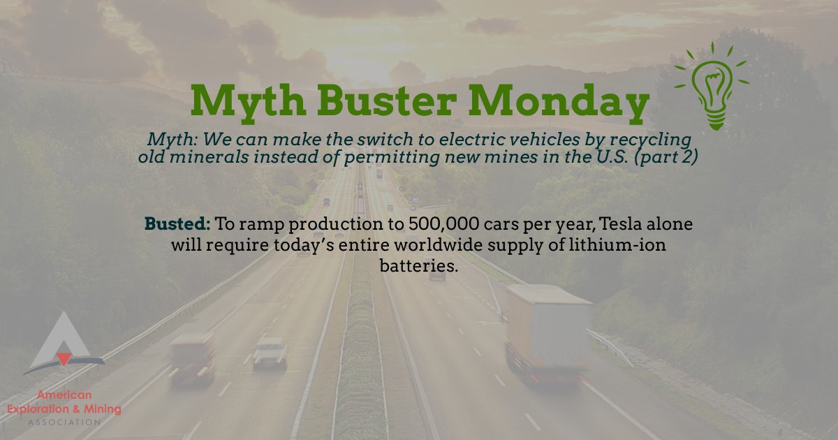 MiningAmerica's tweet photo. We will say it again... recycling isn't enough. #mining #miningmatters #mineralmonday #myth #mythbuster #mythbustermonday #miningmyth #miningfact https://t.co/DbVkgthMcO