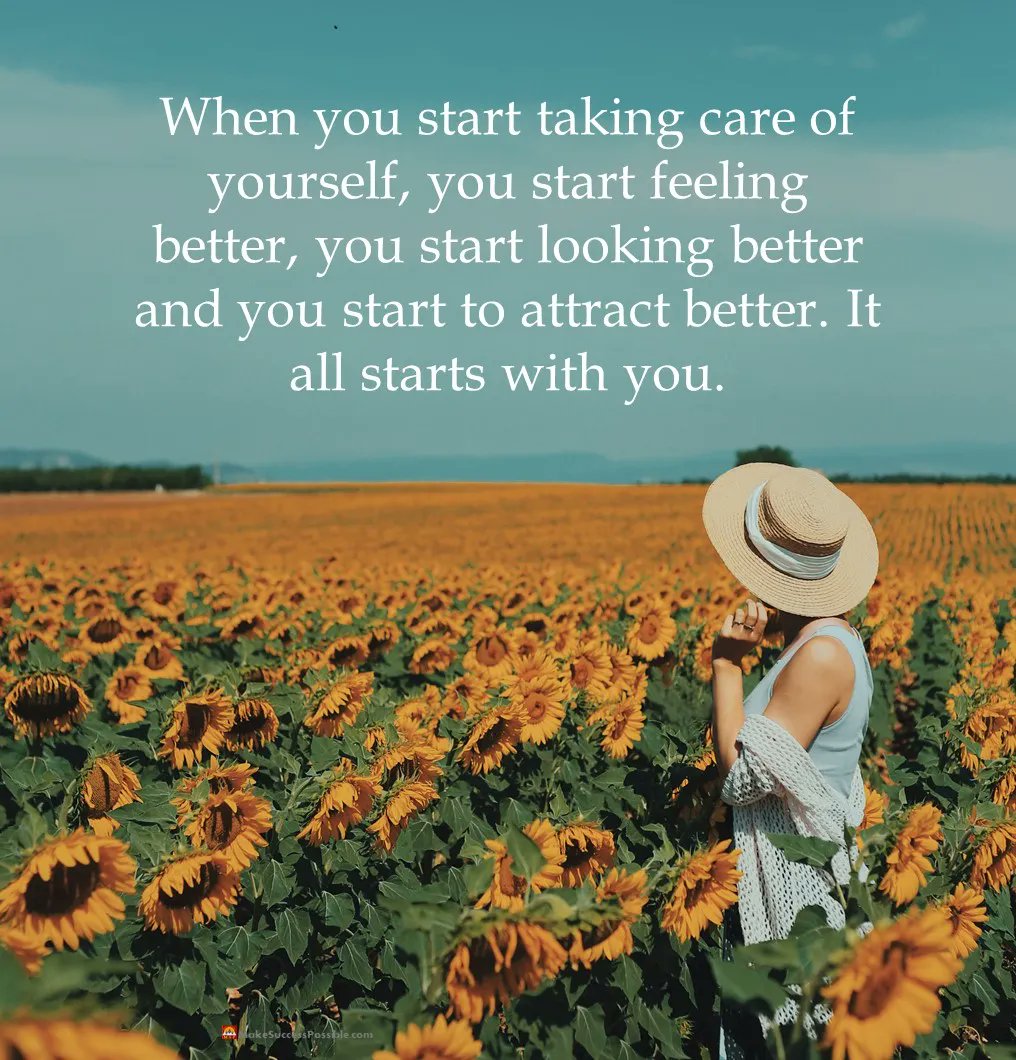 When you start taking care of yourself, you start feeling better, you start looking better and you start to attract better. It all starts with you.

#selflove #selfcare #thursdayvibes #ThursdayMotivation