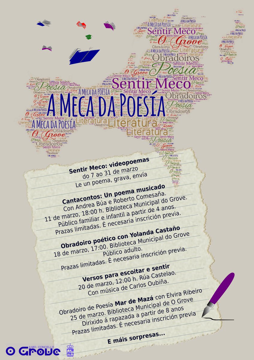 Bibliogrove's tweet photo. O CONCELLO DO GROVE ORGANIZA UNHA NOVA PROGRAMACIÓN CULTURAL PARA MARZO: “A MECA DA POESÍA” https://t.co/KdTsNiI3Nw