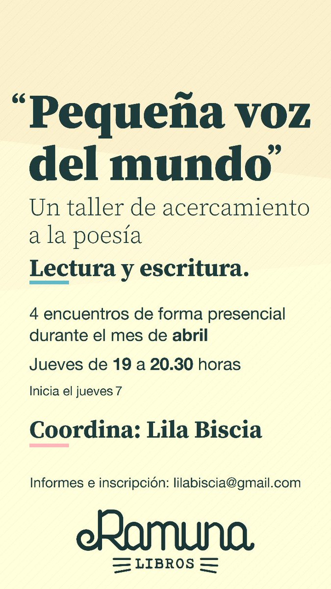 Liluxb's tweet photo. Durante abril voy a dar un taller presencial en el hermoso barrio de Villa Pueyrredon 💕 
Si queres empezar a acercarte a la lectura y escritura de poesía; comenzar a palpar ese universo: vení, nos titula Bellessi 🥰
Info al mail o DM.

Si lo quieren compartir, agradecidisima 🌈 https://t.co/EQ8aP3yr1i