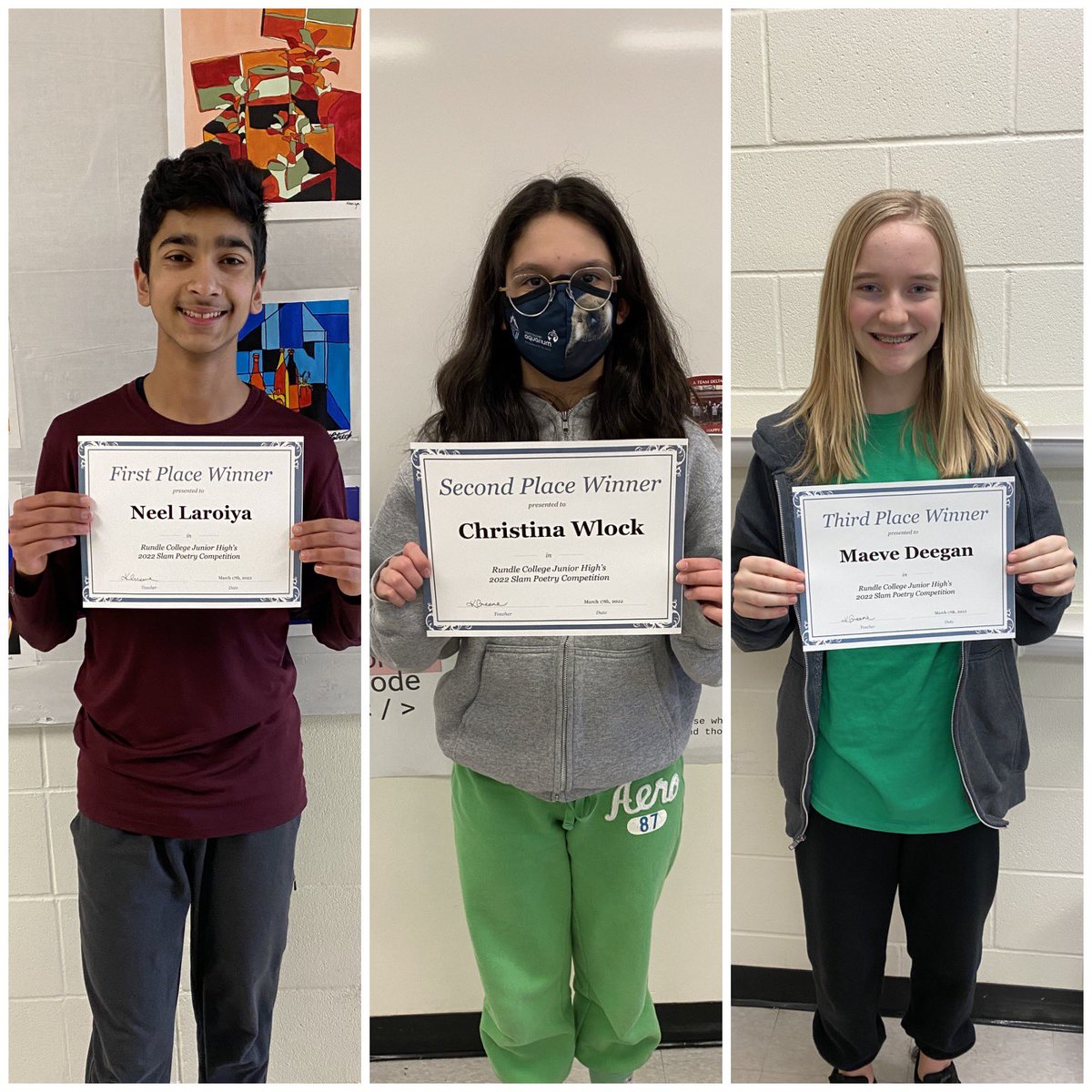 Congratulations to our winners from today’s 2022 Grade 8 Poetry Slam! So proud of these amazing poets ✍️📖 <a href="/RundleJrHigh/">Rundle College Jr. High</a>