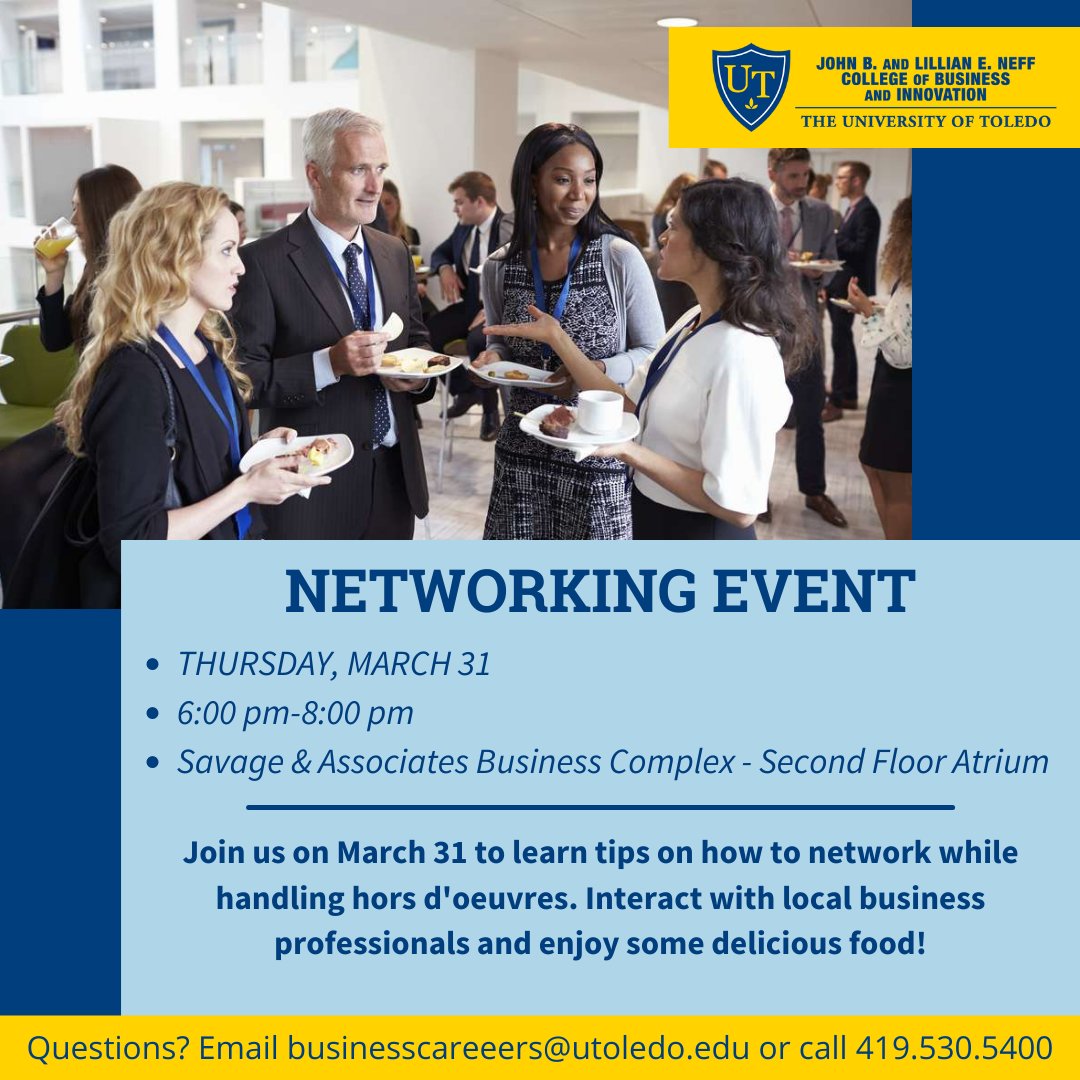 UT_BCP's tweet photo. Join Business Career Programs on March 31st for our Networking Event! This opportunity will allow you to learn how to network while also handling hors d'oeuvres. Don't miss this chance to grow yourself and your professional network! https://t.co/oYA1td4kxg