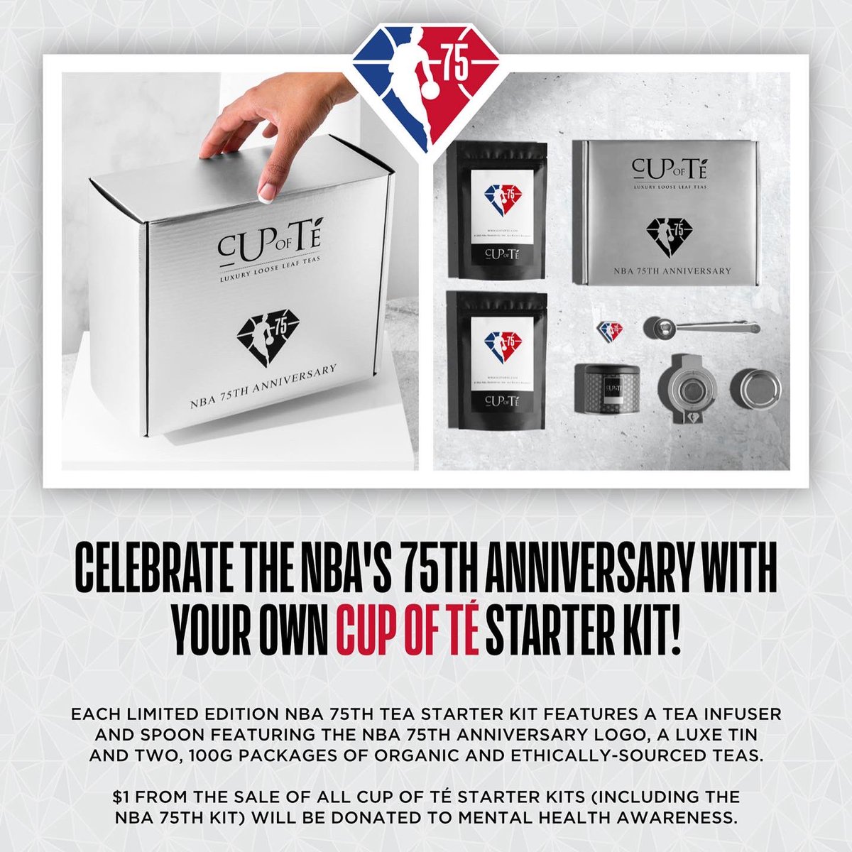cupofteshop's tweet photo. 🏀 In celebration of the NBA’s 75th Anniversary, we created this limited-edition Diamond tea starter kit – perfect for Cup of Té rookies or tea-MVP’s!

Shop - https://t.co/R8wsfZAx1A @NBA @NBACanada #nba #NBA75 https://t.co/dqqOYNMFLz
