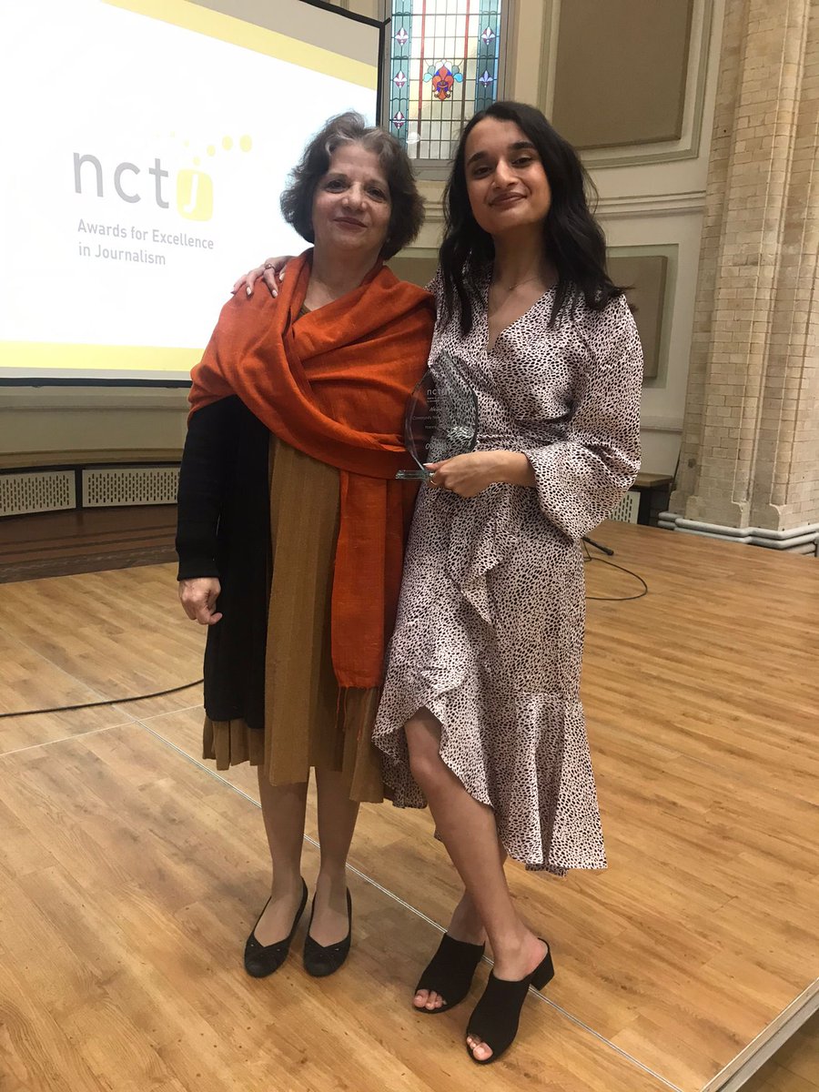 naomi_desouza's tweet image. Stuff of dreams to win an @NCTJ_news award. My role is only possible with trust of communities & it’s a privilege to share their stories in @live_coventry. Proud of my coverage on skin lightening and Afghan refugees and HUGE honour to bring my mum ❤️ #NCTJawards