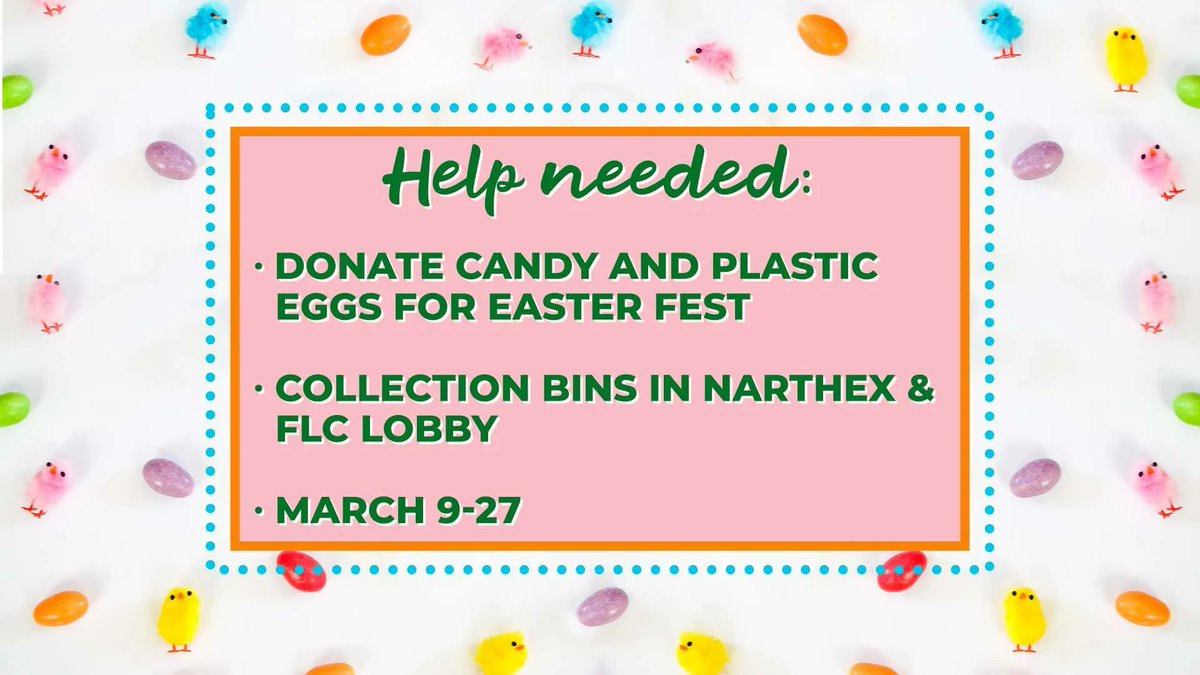 ShalimarUMC's tweet photo. Mar 9-27, the Children's Ministry will collect bags of individually wrapped candy and plastic eggs to be left in boxes in the FLC lobby and church office. Candy will support our annual Easter Fest, on Apr 16. https://t.co/Awh9pmaPV6