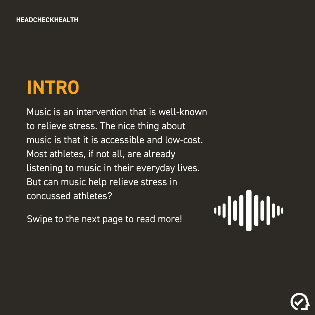 HEADCHECKHealth's tweet photo. Can Musical Intervention Relieve Stress in Concussed Athletes? Swipe to read the research finding!
Author: Dr. Jennifer Hunnicutt (@Dr_Hunnicutt)
Read more: https://t.co/GelYspnw73
#concussion #concussionrecovery #concussionrehab #stress #concussionresearch #concussionstudy https://t.co/w2ytvyk9gp