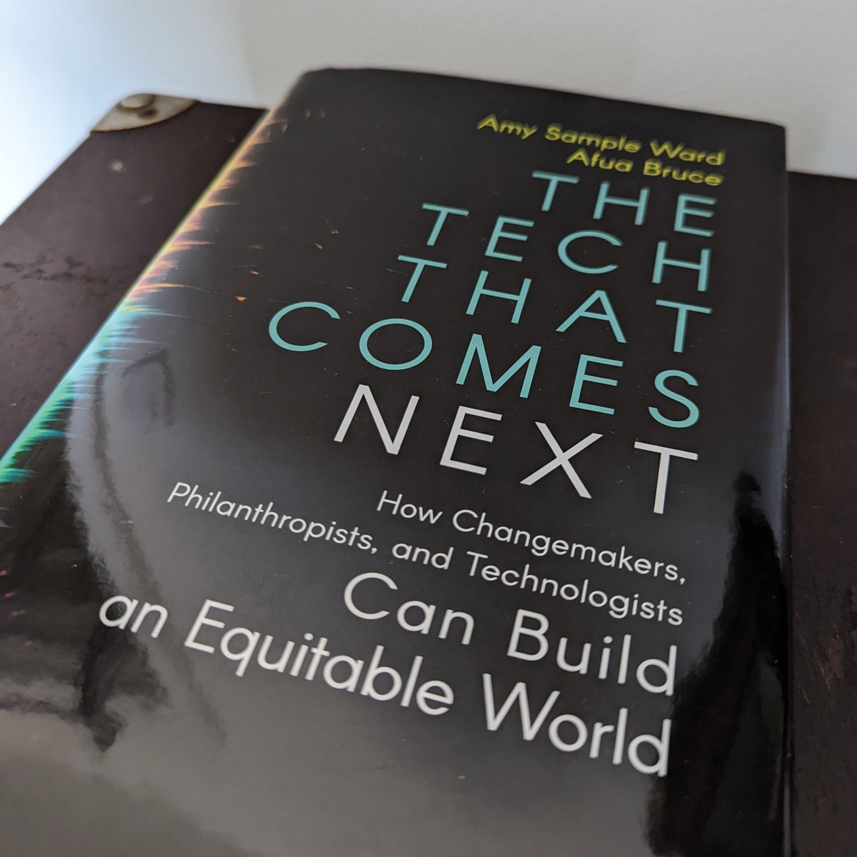 A picture of book. The cover reads Amy Sample Ward, Afua Bruce. The Tech That Comes Next: How Changemakers, Philanthropists, and Technologists Can Build an Equitable World