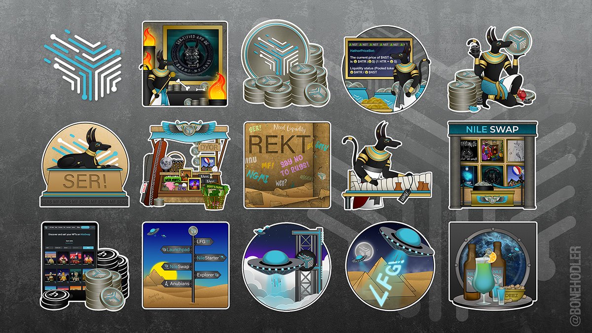 A fresh set of custom Telegram stickers has been created for <a href="/NileSwap/">NileSwap</a>. Grab the set at t.me/addstickers/Ni… 🔥 #LFG #HathorNFT community! $NST $HTR