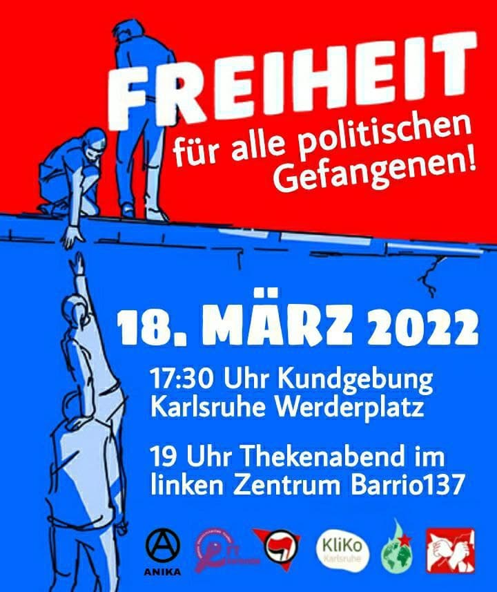 Unser Programm in Karlsruhe für den morgigen Tag der politischen Gefangenen: #antifa #karlsruhe #freiheitfürallepolitischengefangenen #tagderpolitischengefangenen