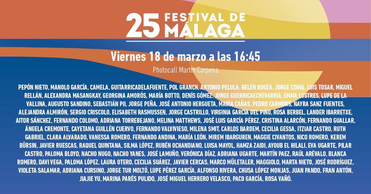 festivalmalaga's tweet photo. ✨ Como dicen los influencers, nos estáis preguntando mucho por la alfombra así que… allá vamos. ¡Primera alfombra del #25FestivalMálaga! Nos vemos mañana viernes 18 a las 16.45h en la puerta del Palacio de loa Deportes Martín Carpena con todos estos invitados. ¿Ready? https://t.co/ZJi2y5aT50