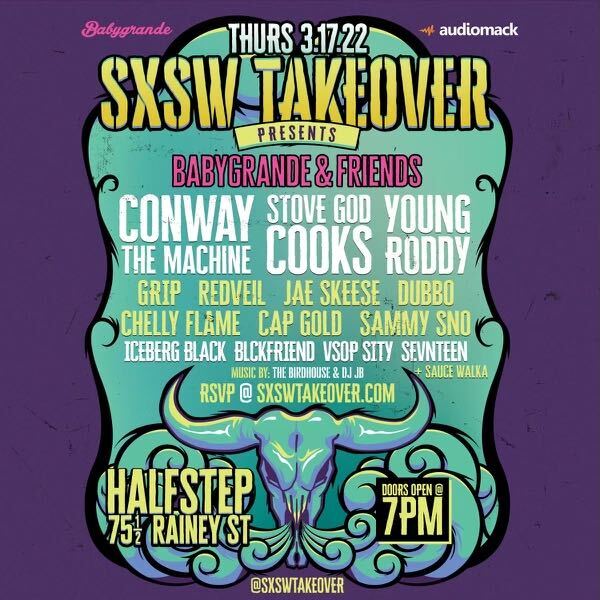 ShadyRecords's tweet photo. TONIGHT! @WHOISCONWAY and @Grip_SS at #SXSW in Austin 💥 #sxswtakeover #shadyrecords @halfstepbar https://t.co/0va5qQLyb7