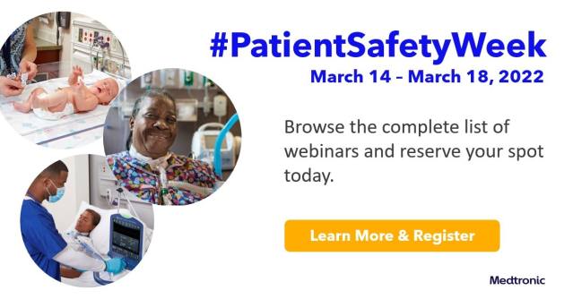 michaelnob's tweet photo. In celebration of #PatientSafetyWeek, my team is pleased to offer a special week of accredited educational opportunities. Take a look at the incredible line up of speakers and topics, and don’t forget to register! #MedtronicEmployee https://t.co/GA6s6hXNsg https://t.co/rl2NNBJiH8
