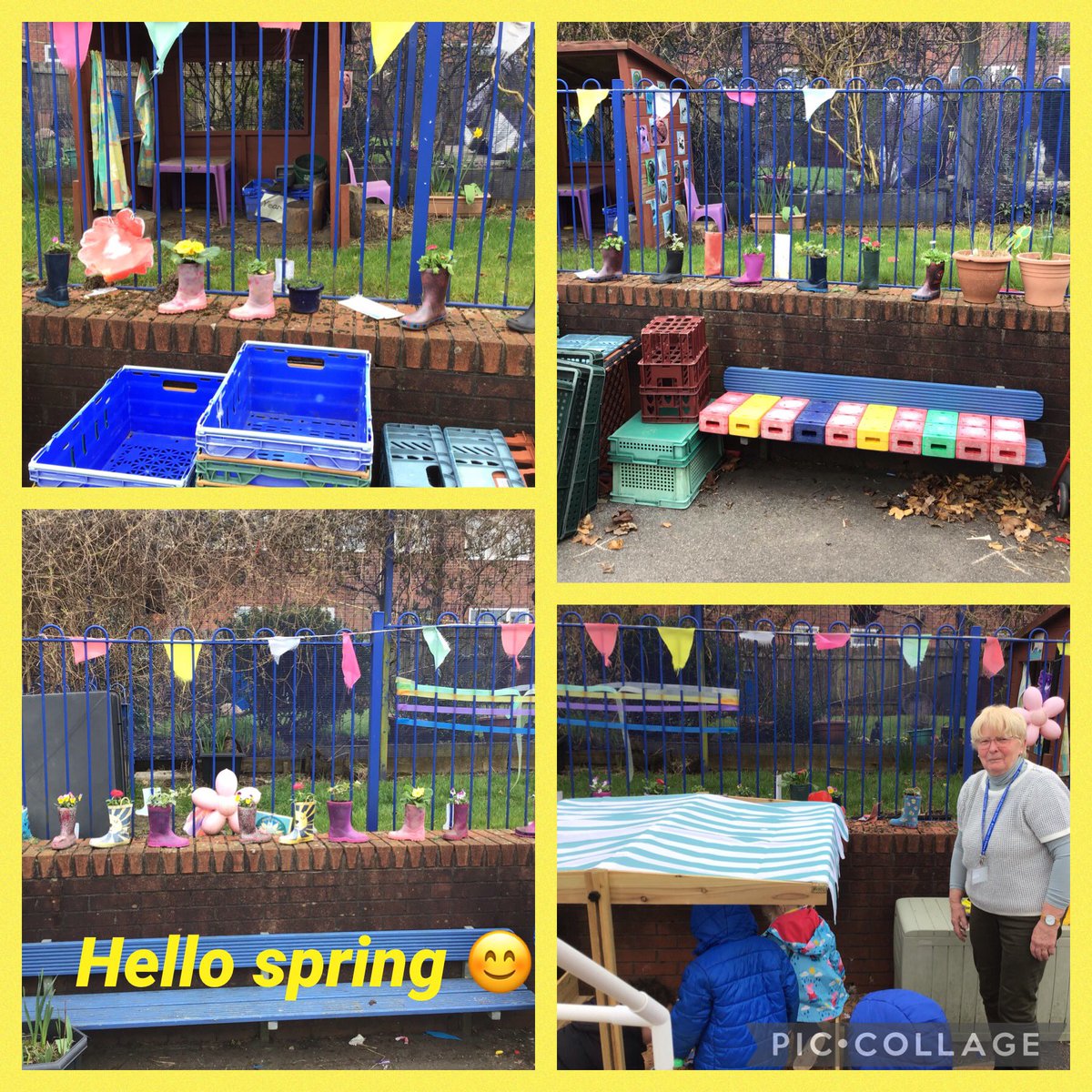 crontonnursery's tweet photo. We’re so lucky to have our own nursery grandma. Mrs. Walker has potted our wellies again this year and the children are loving the new sandpit she bought us. 🌹🌸🌷🌺🌼🥀💐 @crontonceschool @LDSTEducation https://t.co/QZHv2X7JIA