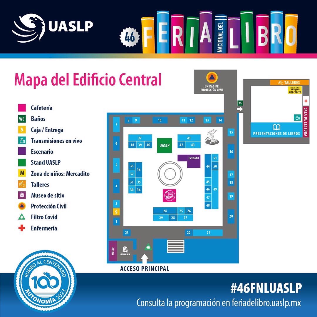 LibreriaUASLP's tweet photo. 🤓📚 ¿Qué editorial buscas?🔎 conoce las editoriales presentes en la #46FNLUASLP .
📚Consulta la programación en: https://t.co/1TaQ1H6Icd
#FeriaDelLibroUASLP #UASLP #RumboAlCentenarioUASLP 🎭🎤🎬🎼🎹🎻🎷🎺🎸📚💙💛🦅 https://t.co/9CKOMviGXz
