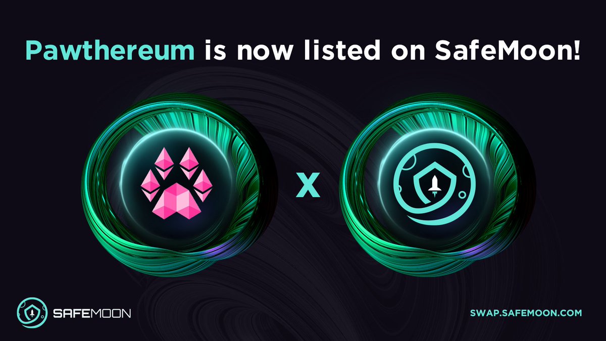safemoon's tweet photo. #SAFEMOONARMY... we are delighted to be welcoming an impactful and thoughtful token to the #SAFEMOON SWaP! 🤝

The newest listing is @pawthereum 🎉

Find them now in the #SAFEMOONWALLET and on the #SAFEMOONSWAP https://t.co/5ooqgvIHOE

https://t.co/5Vraw4ROBv https://t.co/gbIYRCzlww