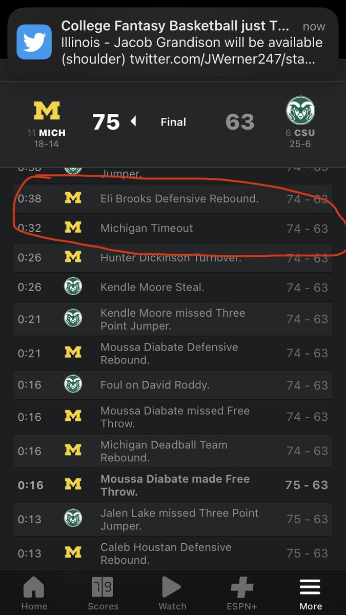 3MW_CBB's tweet photo. Up 11, 30 seconds left, Michigan timeout because of pressure. Game decided. Niko Medved did NOT throw a tantrum. Just pointing out some facts here! https://t.co/uLj35BXkou