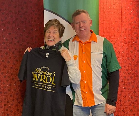 WROLIRISH's tweet photo. Our own Patty Sullivan and Bill Bailey debut the 2022 WROL Irish t-shirt.   When you see us at the parade, YELL ““PATTY TOSS ME A T” and you too can be sporting the WROL Irish “new look”!
Slainte! https://t.co/aM2LatL6FN