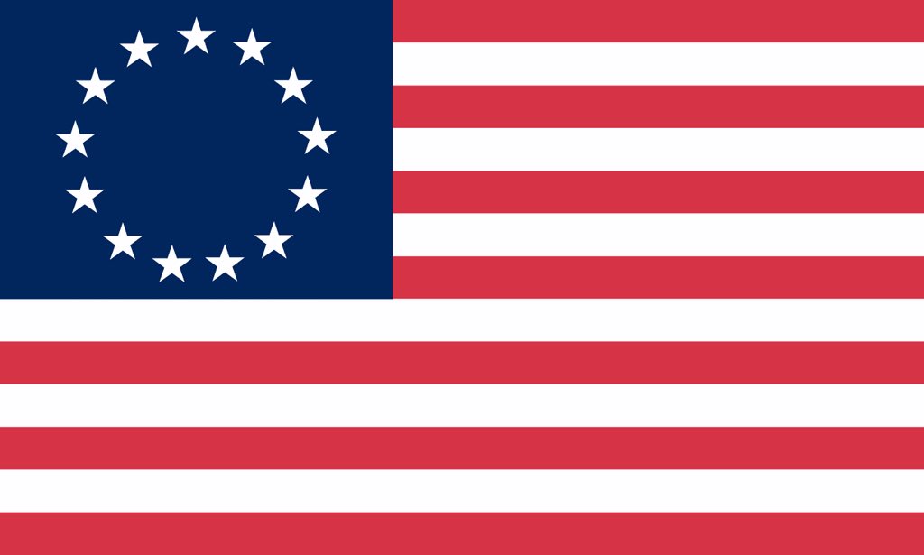 Todays first flag of the day is the first flag of The United States (Revolutionary Flag, Old Flag)! It was used during the American Revolution and was adopted on June 14th, 1777 as the countries official flag. It has changed many times, now to the 50 star flag we all know.