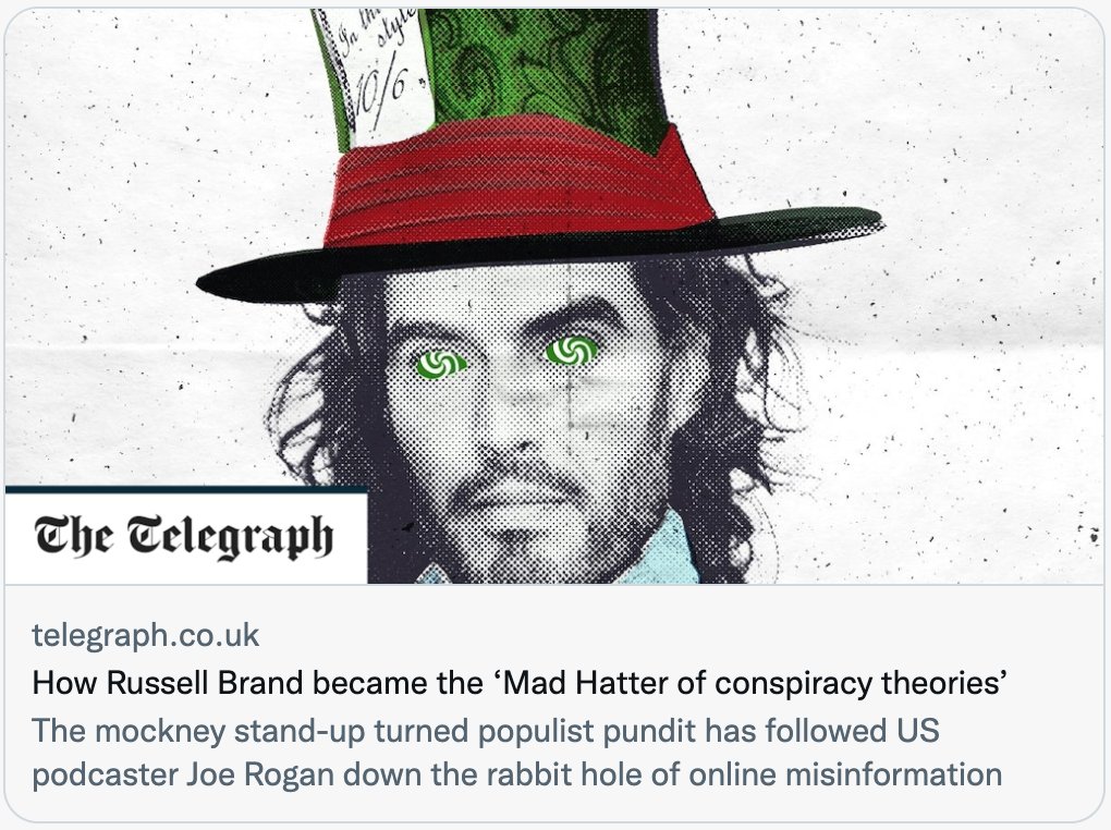 💪😎 well done mate, proud moment to have the PSYOP media call you the "Mad Hatter of conspiracy theories." Viva <a href="/rustyrockets/">Russell Brand</a> 🚀