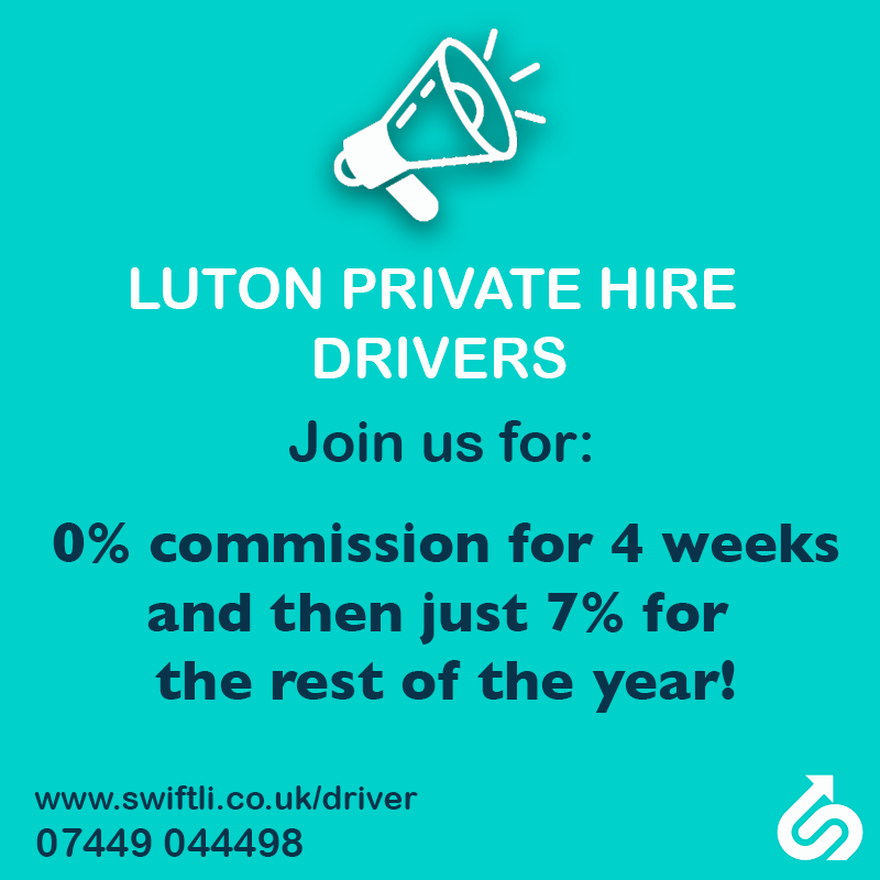 swiftli_uk's tweet photo. #Luton Private Hire Drivers - we're offering you an amazing launch offer followed up by long-term commission discounts. Get in touch!

🌐 https://t.co/MY4zJ7J4dq
📞 07449044498

*Luton Borough Council Private Hire licence required.

#GettingLutonMoving #Swiftli https://t.co/ekzKCvSVSN