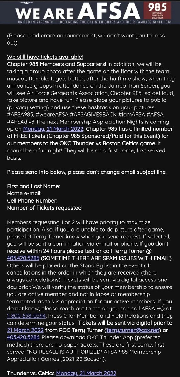 AFSAChapter985's tweet photo. VA Bingo Night!  Monday, 21 March 2022.  Please see the information below if you would like to volunteer. https://t.co/JodNfTRJ6D