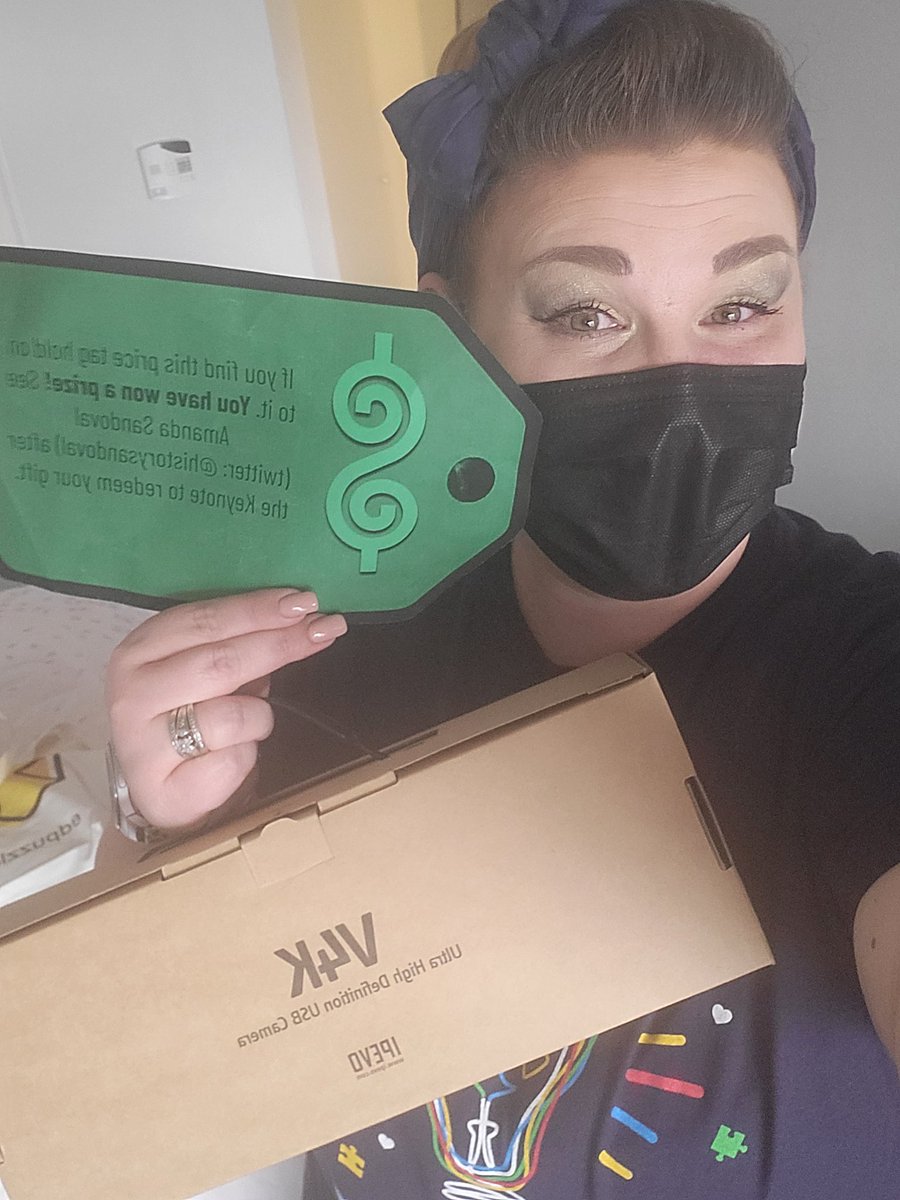 Thank you to the amazing Amanda Sandoval keynote speaker at 2022 Cue!! I got to "Come on Down" and got a USB doc camera! Thank you <a href="/historysandoval/">Amanda Sandoval 💛</a> #WIT #CUE