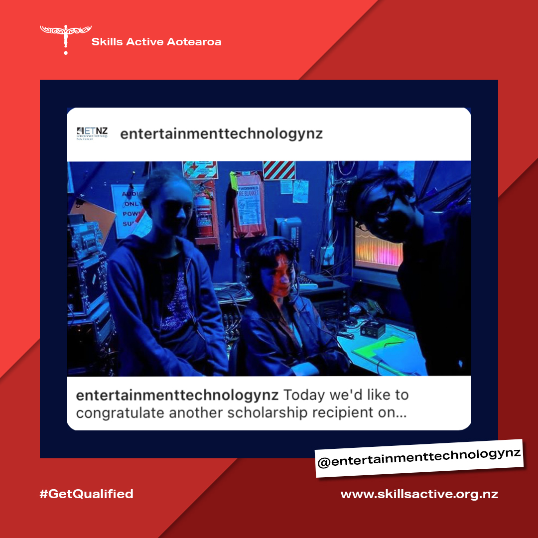 “Completing the NZ Cert in Entertainment &amp; Event Operations (L3) qual really was a push in the right direction for my 
career in the theatre industry. I feel a lot more confident in myself &amp; my abilities” says Alex Lane a volunteer at the Playhouse Theatre in Auckland. Congrats!