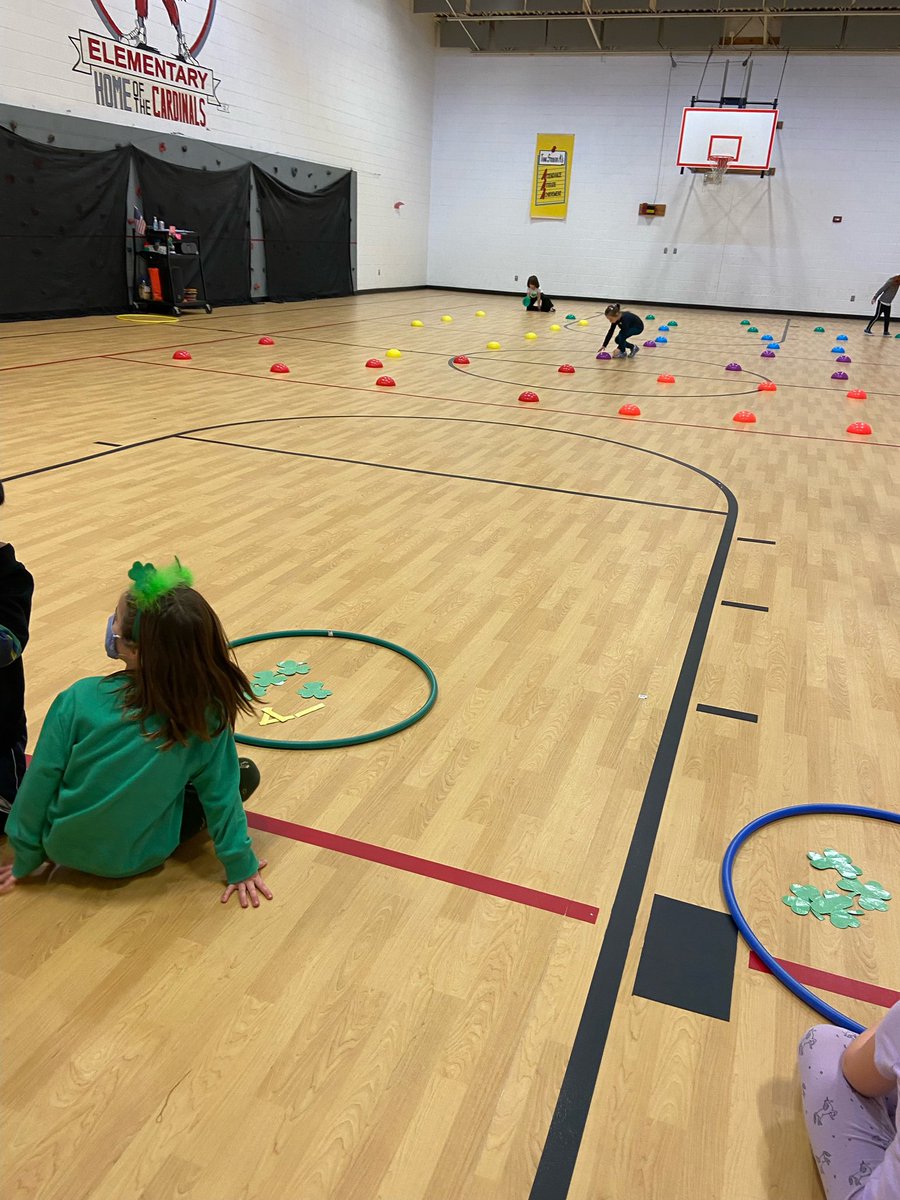 Crestview_PE's tweet photo. You can’t celebrate St Patrick’s Day in elementary school with a Leprechaun Treasure Hunt!! Thanks @ChildressJenna  for participating today! Our kinders worked hard showing off their math skills during class today! @Crestview_HCPS @HCPS_HPE #crosscurriculum #PEpower https://t.co/LBab4SIjlP
