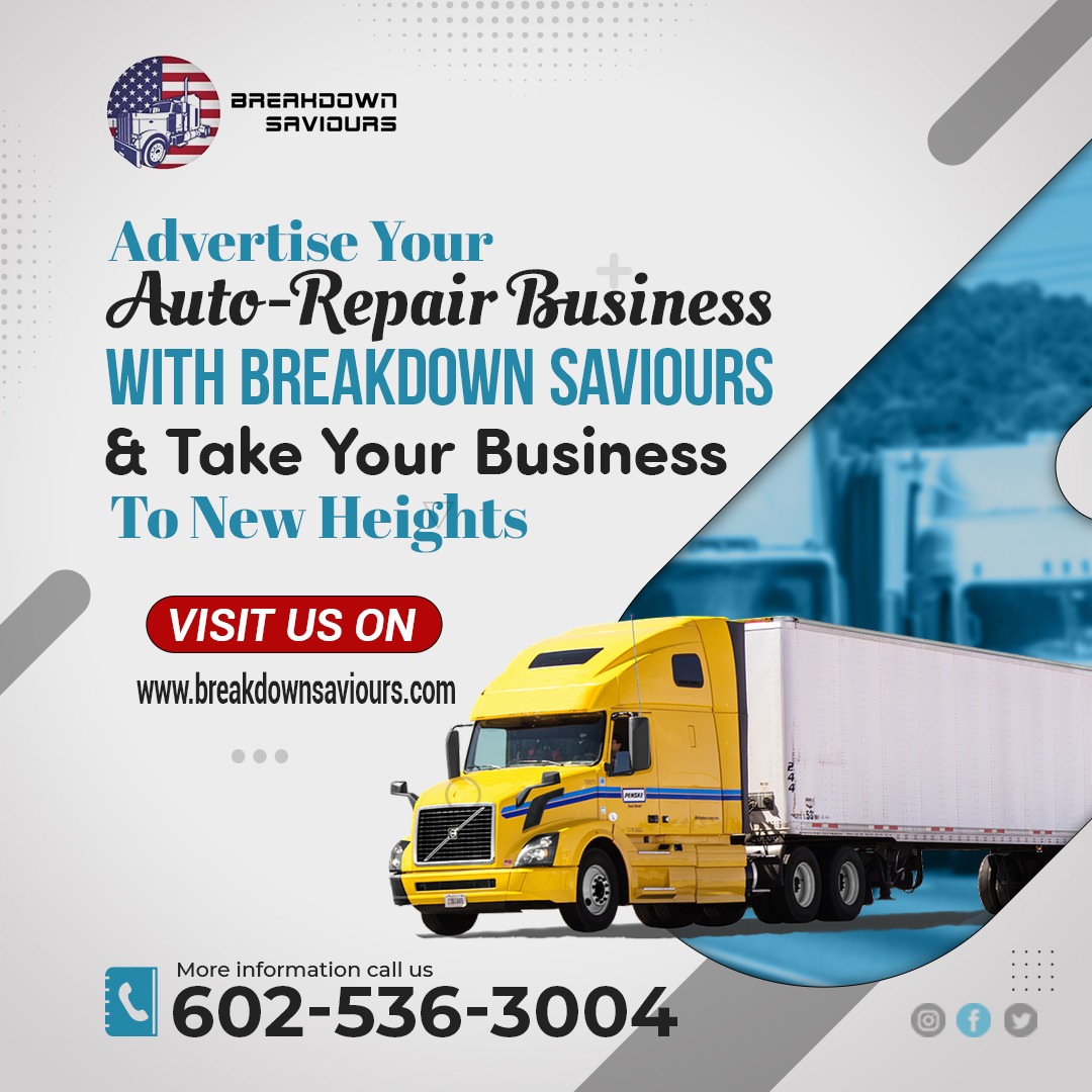 Advertise Your Automobile Repair Business on #BreakdownSaviours &amp; take your Business to New Heights. 

Visit:- breakdownsaviours.com
#breakdownrepairservices #truckrepairbusiness #usatruckrepair #truckrepairnearme #advertisement #advertising #growyourbusiness #autorepairservice