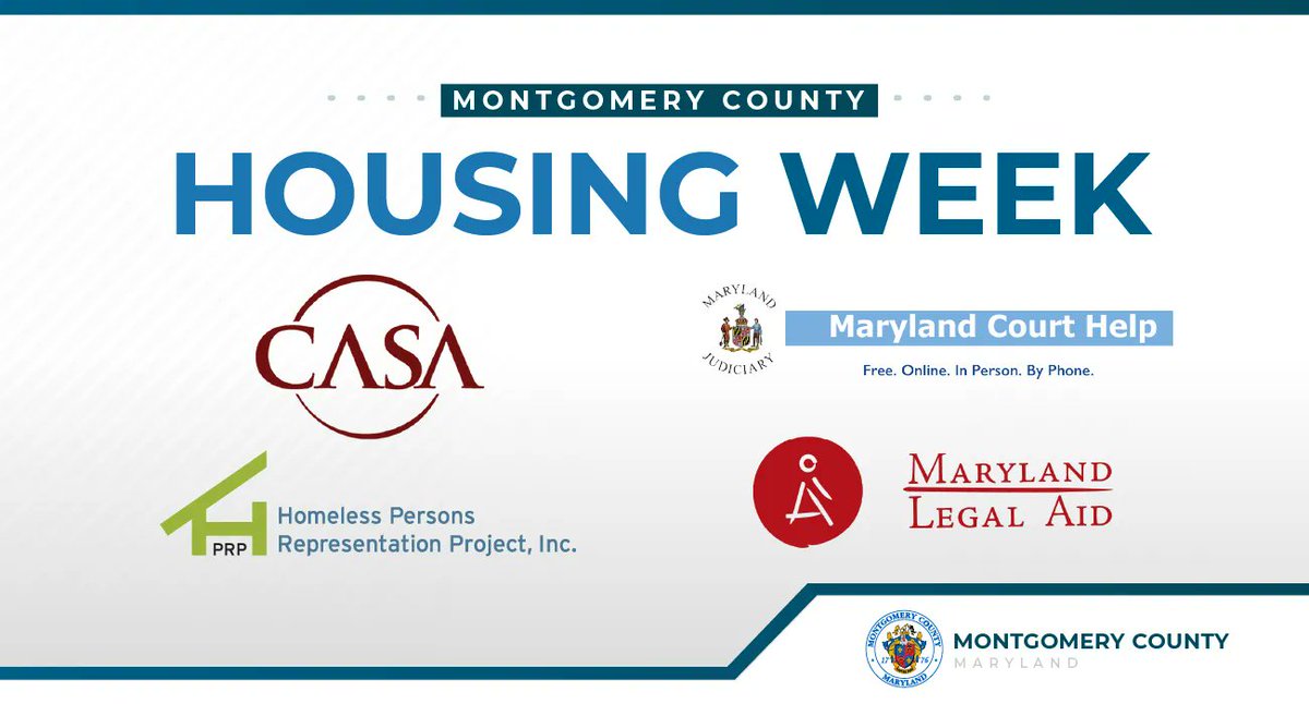 MontgomeryCoMD's tweet photo. #HousingWeek A dedicated team of legal representatives from @MarylandLegalAid, @HPRPMaryland, @CASAforall & @MDJudiciary has guided renters and/or represented renters in court throughout #COVID19 pandemic. Renters who receive a court notice should visit: https://t.co/ElhD8p45yN https://t.co/BGybtfs3MK