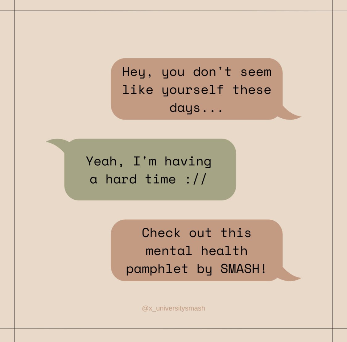 x_uniSMASH's tweet photo. Your mental health comes first 💫
Check out SMASH’s mental health resources here: https://t.co/TkLtOQ1TU9

#MentalHealthMatters https://t.co/QvQv4qzWCl