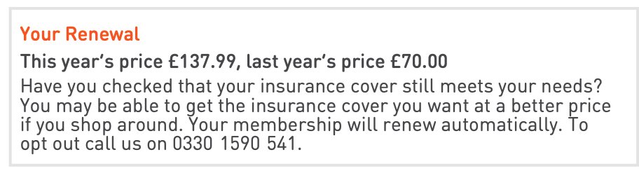 steffanbno's tweet photo. @TheRAC_UK @RAC_Care wow how can you justify a 97% increase in your premiums?! I was expecting a small increase, not double... https://t.co/IuZ7NMY4gE