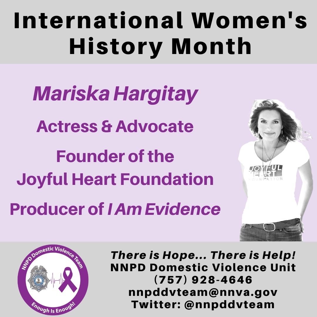 NewportNewsPD's tweet photo. You might know her as Capt. Benson from Law &amp; Order: SVU, but did you know she's also a hero IRL? Mariska Hargitay is founder of @TheJHF. The organization works to end domestic violence, sexual assault, &amp; child abuse by educating the public &amp; helping survivors. 

@nnpddvteam https://t.co/pzT5XZb1KX