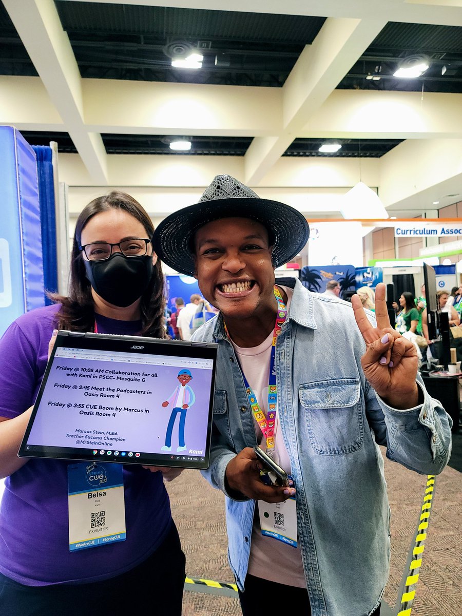 DrSharisaChan's tweet photo. Oh my goodness! So happy to chat with @MrSteinOnline at the @kamiapp booth! Such an inspiration! Can't wait for your #cueboom tomorrow! #WeAreCUE
#SpringCUE @Sonal_EDU https://t.co/uyCYHE3AJr