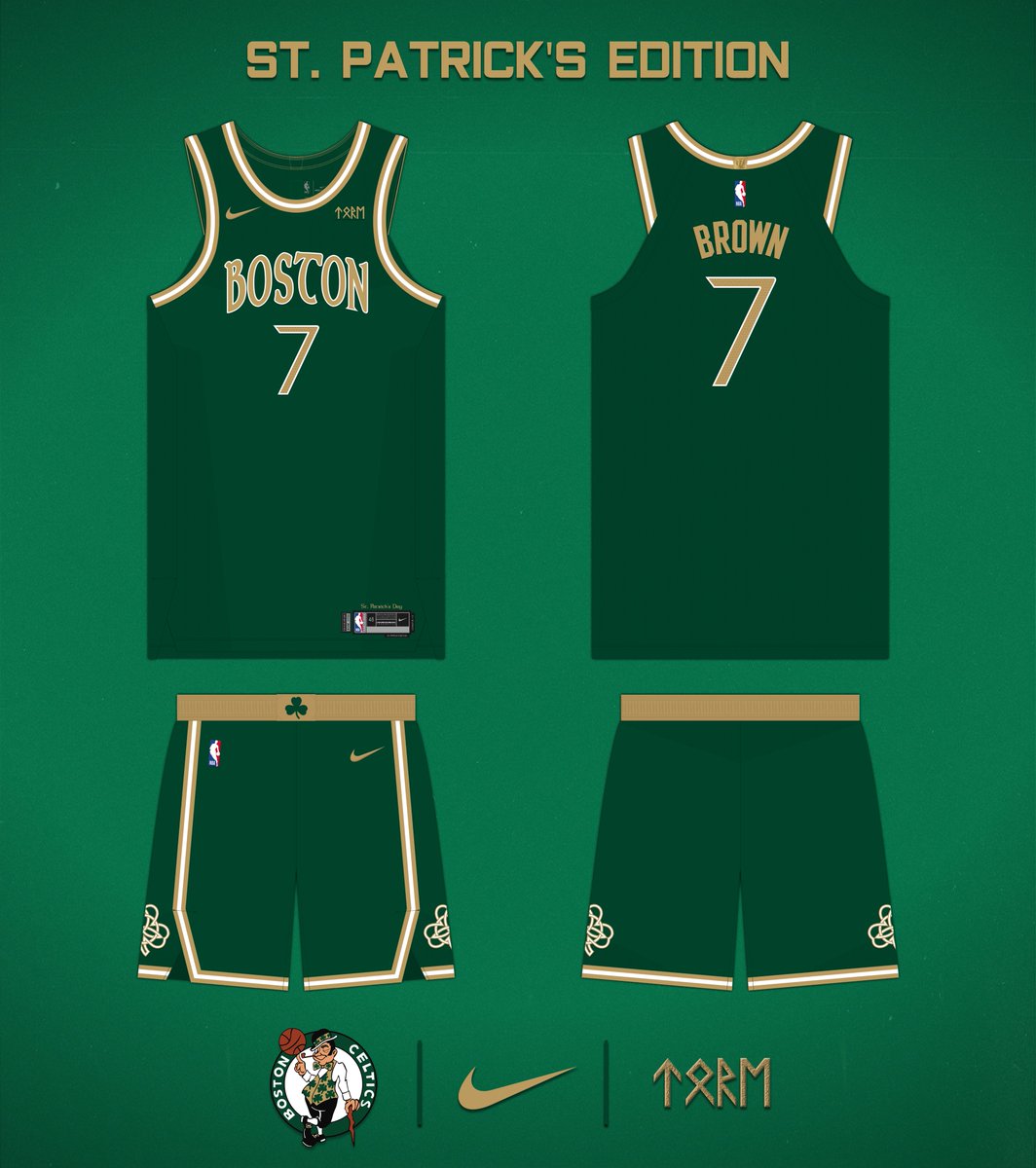 Eikthyrne's tweet photo. Inspired by the 2019-20 city edition and the 2020-21 earned edition, this #StPatricksDay edition uniform concept for the @celtics aims to replace and renew a certain fan favourite; my personal favourite. #BleedGreen #NBA #NBATwitterLive #NBATwitter #NBAConcepts #Boston #Celtics https://t.co/mcqUk4ISHR