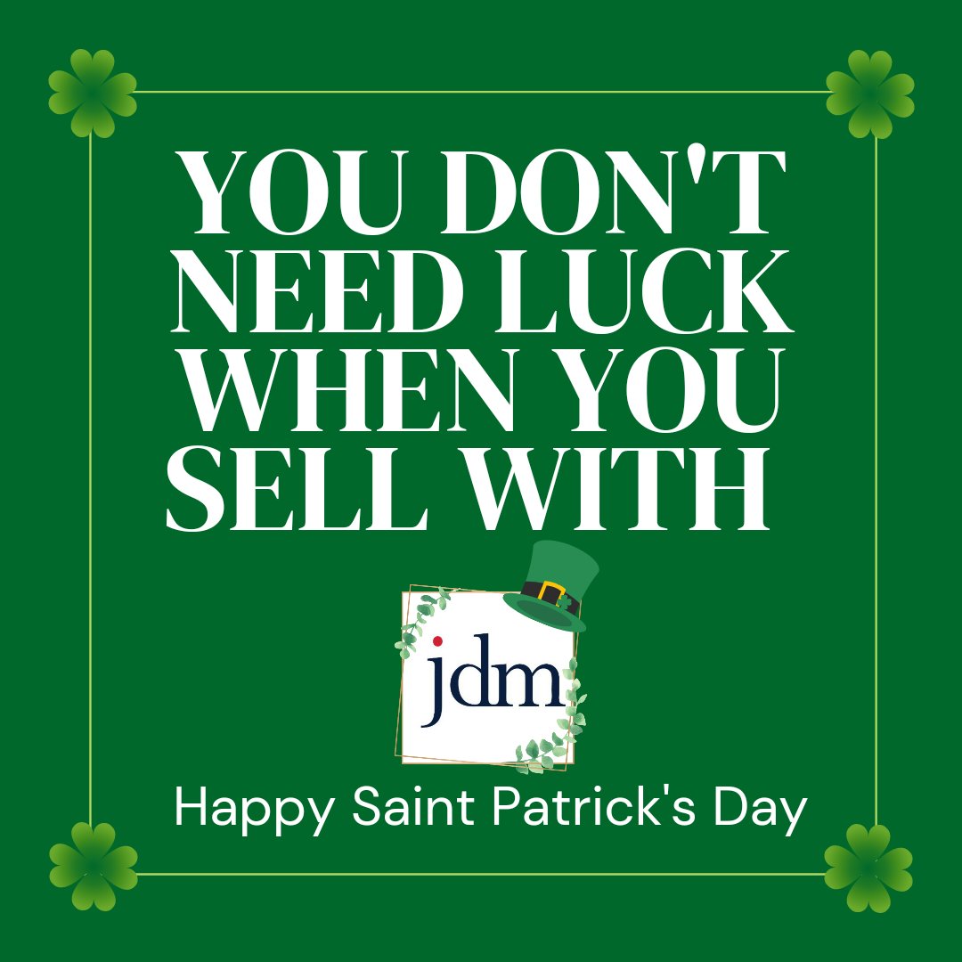🍀Happy Saint Patrick's Day🍀 
from jdm, the award winning Estate Agents who get you the best price for your property, every time. 

#property #sellinghouses #sellyourhome #propertyexperts #awardwinning #estateagentuk #bestestateagencykent #propertyforsale #propertymarket