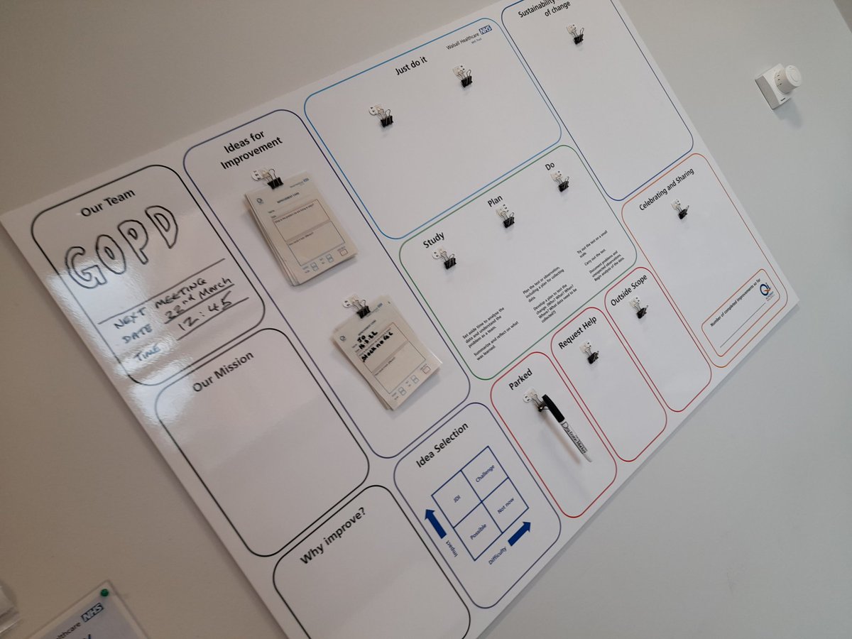 TomJohnsonNHS's tweet photo. Excited to get back to @WalsallHcareNHS Gynae Outpatients this morning to install their new @WalsallHCareIm1 QI Huddle Board. First huddle next week. See you there @CornsJulie https://t.co/nEdS0c8GvO