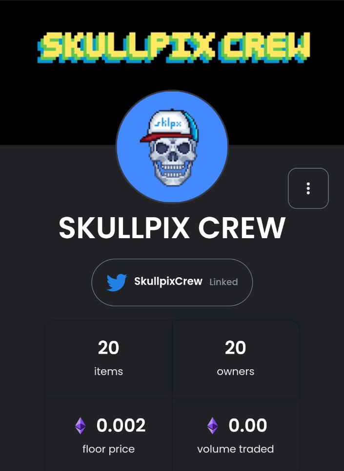 SkullpixCrew's tweet photo. 20 skullmates on 20 owners 🔥 want to get WL for next GIVEAWAYs? 
☑️ Follow @SkullpixCrew and RT pinned tweet
☑️ Leave your ETH adress in comment below 
Join the Crew 💀 https://t.co/86IhLDhvO2