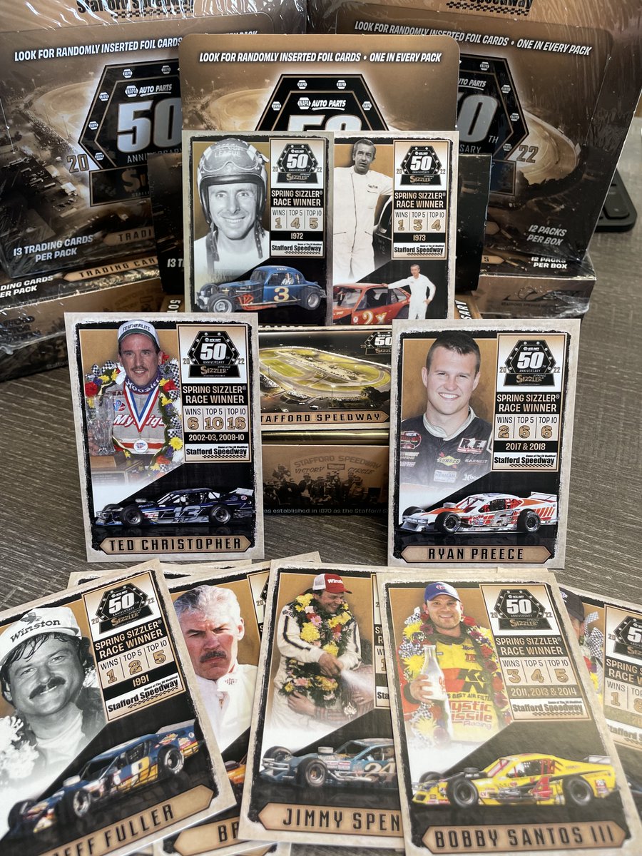 StaffordSpeedwy's tweet photo. GIVEAWAY ALERT📣📣📣

Your chance to win one of the first 50th NAPA Spring Sizzler trading card packs! 

How to enter👇
✅ Follow @StaffordSpeedwy  
❤️ Like this tweet 
🔁 Retweet this tweet
💭 Reply to this tweet with your favorite Sizzler winner https://t.co/c48775XQQL
