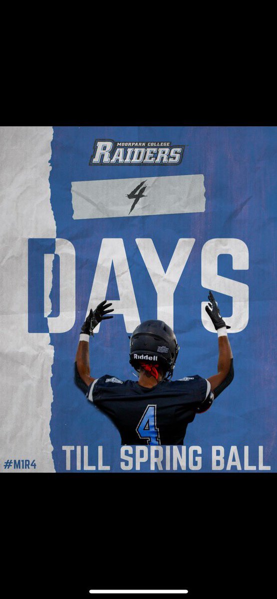 Only four more days until Raider Spring Ball! Let’s go! 😈🏈 <a href="/devinharper01/">devin harper</a> <a href="/CoachStuMC/">Mike Stuart</a> <a href="/CoachJDiazMC/">John Diaz</a> <a href="/holly_coach/">Matt Holly</a> <a href="/melissaholly622/">Melissa Holly</a> @Jstu082 @CoachWickMC <a href="/coachbhall524/">coachbhall524</a> @JMcBride40 <a href="/Roney805/">Roney</a> <a href="/coachjohnson48/">Terrance Johnson</a>