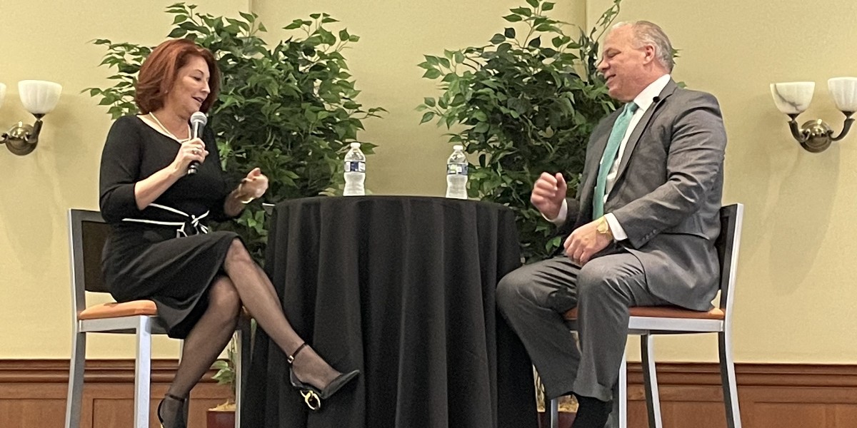 JeffHealthNJ's tweet photo. Lisa Morina, Jefferson Health – New Jersey VP of Administration and External Relations, served as moderator at Thursday’s 18th annual “State of the County” event sponsored by @GCCCNJ. Morina held a discussion with former NJ State Senate President Stephen Sweeney. https://t.co/uwINspJovc