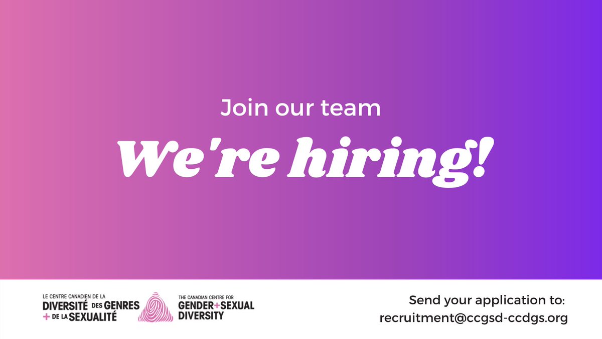 We're hiring! 

✅ Manager of Programs  
✅ Manager of Communications &amp; Advocacy

🌈 Apply by Mar 25, 2022 at 11:59 PM ET

✅ Communications &amp; Social Media Coordinator
✅ Advocacy &amp; Campaigns Coordinator

🌈 Apply by Apr 4, 2022 at 11:59 PM ET

Learn more: ccgsd-ccdgs.org/careers/