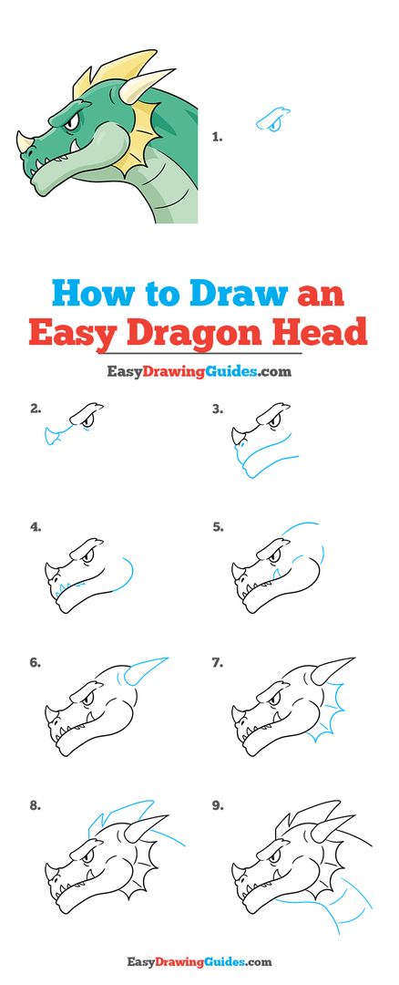 how to draw a dragon head step by step for beginners