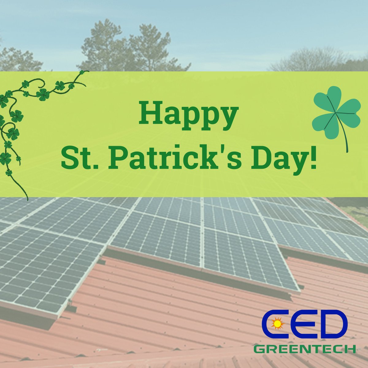 greentech_renew's tweet photo. Happy St. Patrick's Day from CED Greentech! We feel so lucky to be working in solar. What makes you feel lucky? #cedgreentech #solarenergy #gosolar https://t.co/GT49bp8yaj
