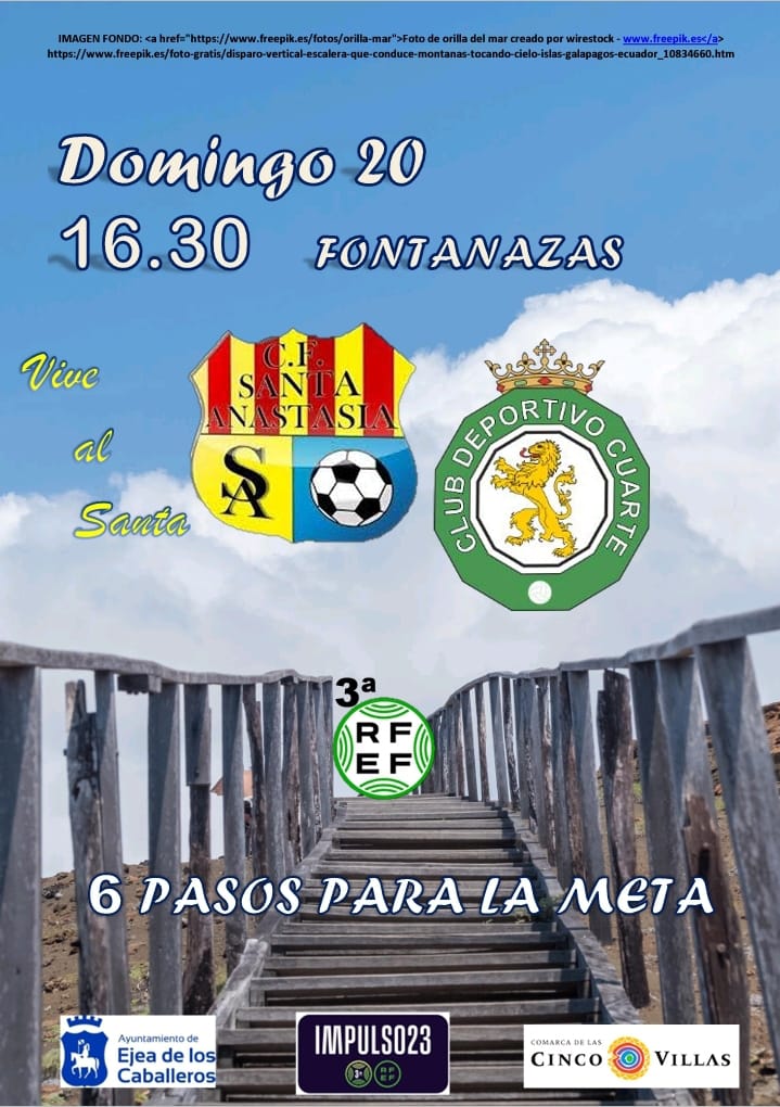 Comienza la recta final de temporada 🤞👊
Penúltimo partido en casa frente al <a href="/cdcuarte/">C.D. CUARTE</a> donde nos jugamos mucho 📈

Acércate a Fontanazas a apoyar al equipo 🔥🔥, os necesitamos a todos 😊 

Además en ese rato que nos venis a ver no gastáis luz en casa 😉

Aupa Santa 💛💙
