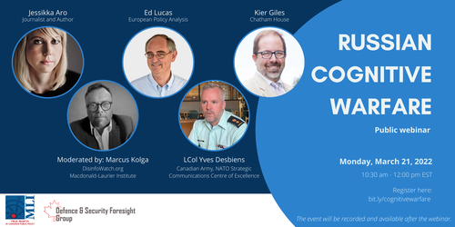 MLInstitute's tweet photo. Next week: MLI and @DSF_Group are co-hosting an event exploring how Russian information and influence operations aim to undermine #Ukraine, #NATO and subvert Western democracies. MLI Senior Fellow @kolga will be the moderator. #cdnpoli 

Register now: https://t.co/FJ4nxDU7og https://t.co/oJNURXqLfp