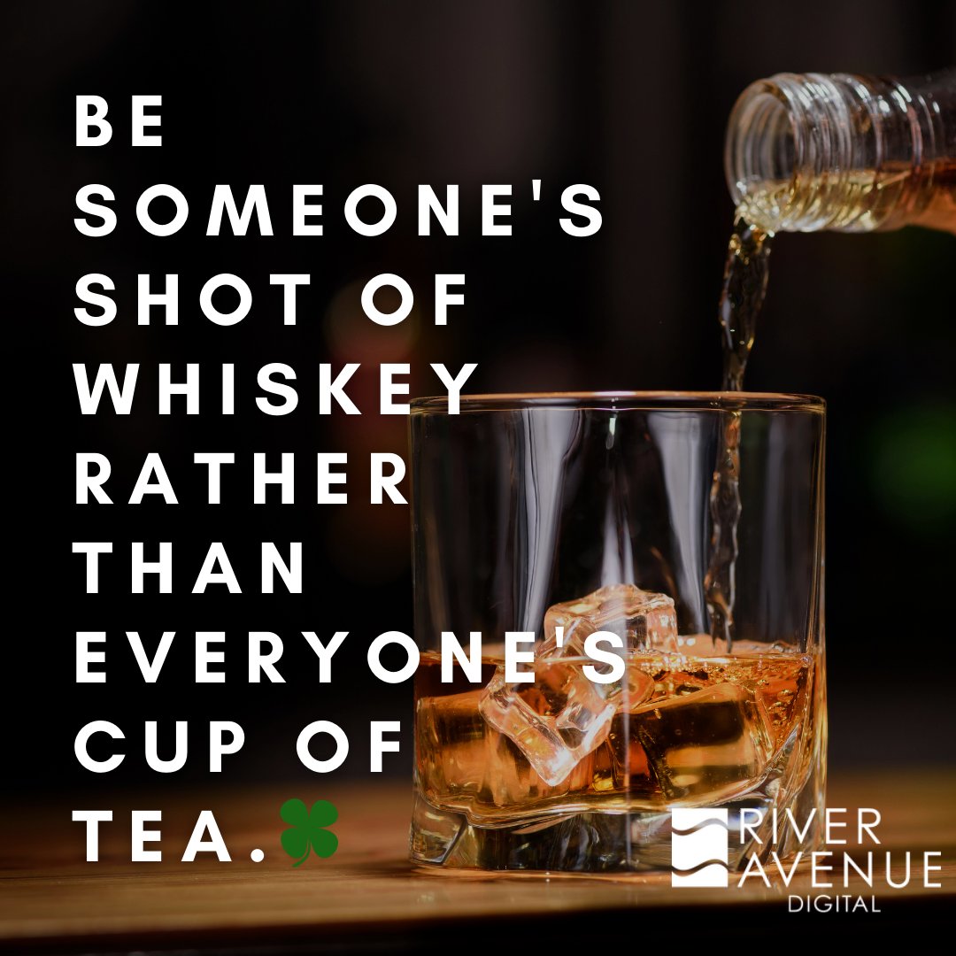 River_Ave_Group's tweet photo. Be Different. Be A Shot of Whiskey.

𝐻𝒶𝓅𝓅𝓎 𝒮𝓉. 𝒫𝒶𝓉𝓇𝒾𝒸𝓀'𝓈 𝒟𝒶𝓎! 🍀 
- from the entire RAD team

#RADLife #Whiskey #StPaddys https://t.co/ZLcPGlKIvm