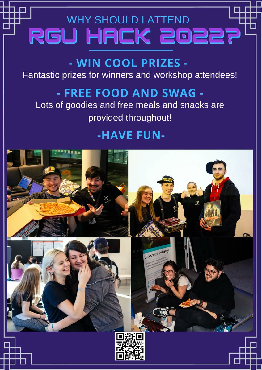 rgusocet's tweet photo. 8 days until our 24hr #RGUHack comes back! All you need is to register yourself, a laptop & a sleeping bag. You will be fed & watered throughout a& will receive industry challenge mentoring. Check out our flyers and register on our website at https://t.co/0SrmfATUys https://t.co/KqXhNv13Bl