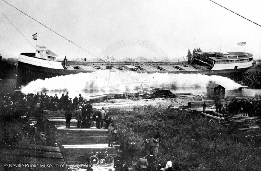 PortGreenBay's tweet photo. #TBT to 1901 as the St. Orion was launched from the north bank of the East River. The Orion operated on the Great Lakes and was captained by Preston Thrall.
Photo credit: @NevilleMuseum
#PortofGreenBay #StOrion https://t.co/xd27TbqHI3