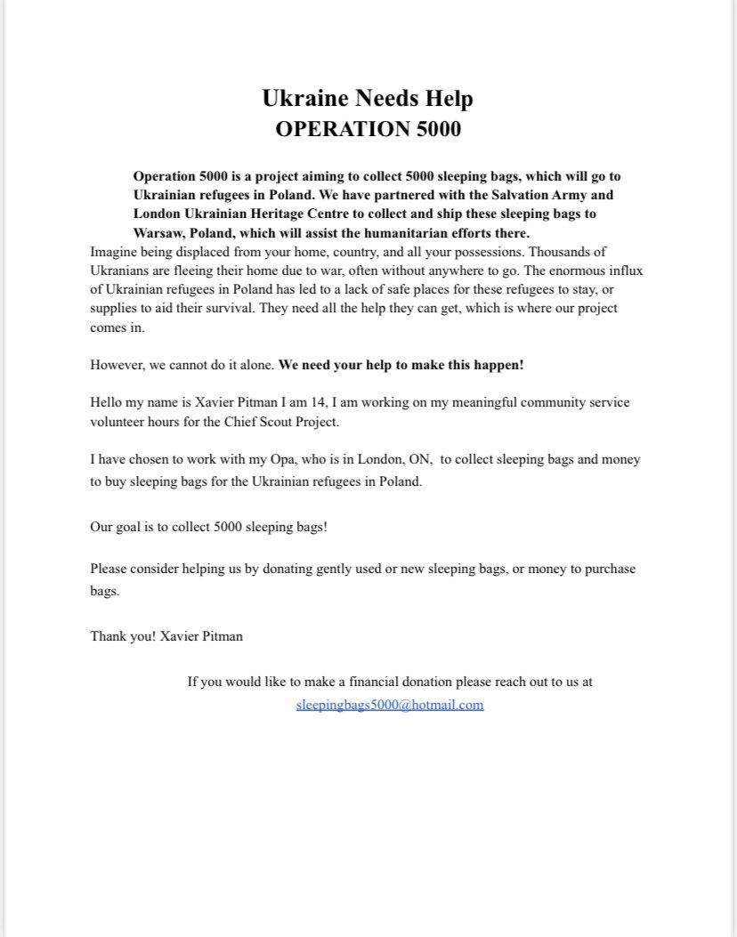 Pitmanme's tweet photo. Xavier’s #operation5000 continues to work toward his goal. There are now 4 drive’s planned and regular drop off locations in #Guelph and #London. Thank you all that have donated. @GuelphToday @BurlingtonPost @snapdMilton @CTVLondon https://t.co/L0ZGlWRxv5